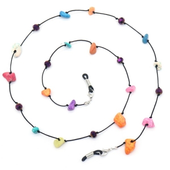 Zonnebrilkoord natuursteentjes multicolor-zwar