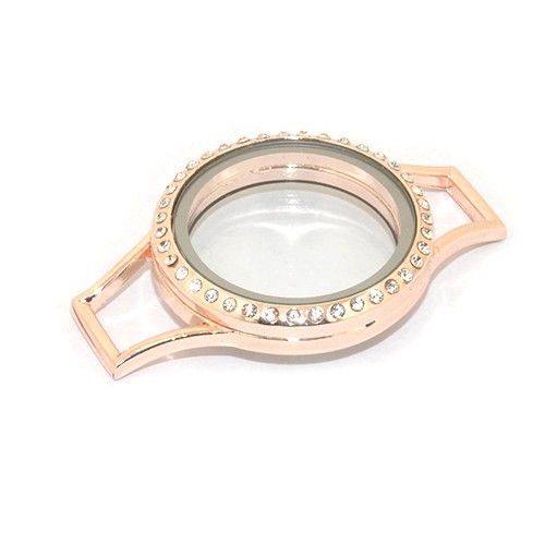 Floating Locket rosegoud-strass los