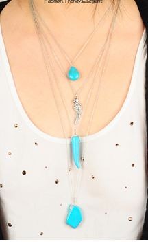 Ketting set 4 stuks turqoise-zilver