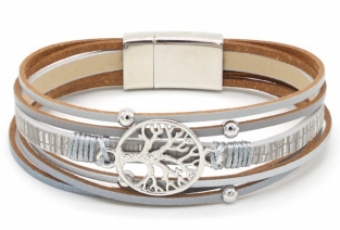 Armbans Ibiza Tree of Life zilver-grijs
