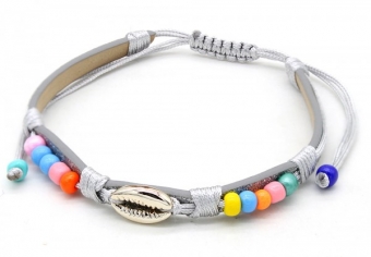 Armband met schelp grijs