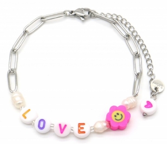 images/productimages/small/armband-beads-love-smiley-stainless-steel-zilver.jpg