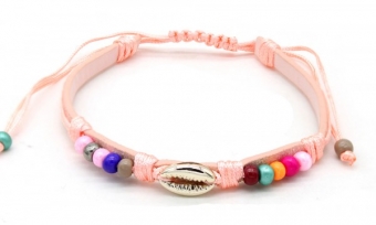 Armband met schelp roze