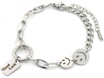 Armband Goodluck & Smileys st-steel zilver