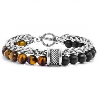 Armband heren tijgeroog-blackstone st-steel