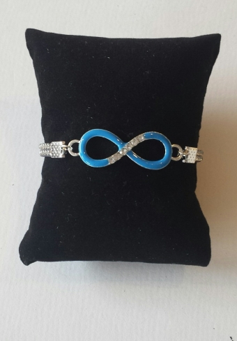 Armband Infinity strass zilver-blauw
