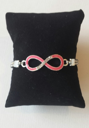 Armband Infinity strass zilver-koraal