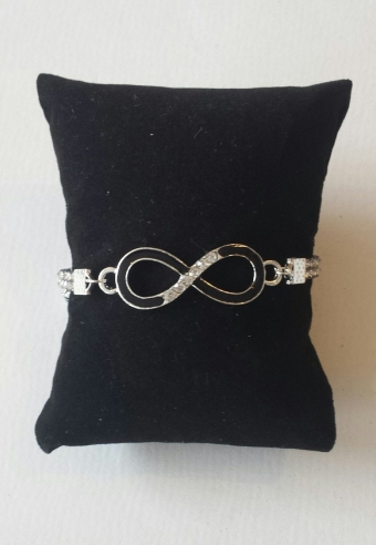 Armband Infinity strass zilver-zwart