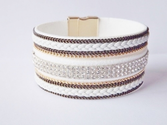 Armband Ibiza breed wit-strass