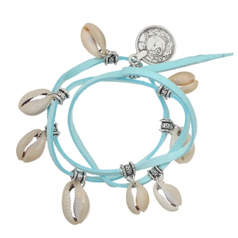 Armband wrap Schelpen mintgroen