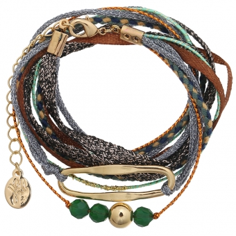 Armband wrap fijn groen-multicolor