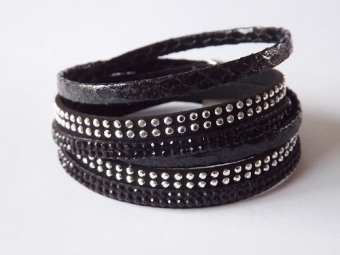 Armband wrap zwart-strass