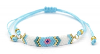 Armbandje fijn Miyuki kraaltjes gewven blauw