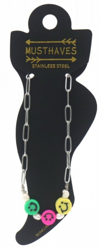 Enkelbandje Smileys stainless steel zilver 2