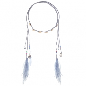 Haarband Boho Shells & Feathers grijs