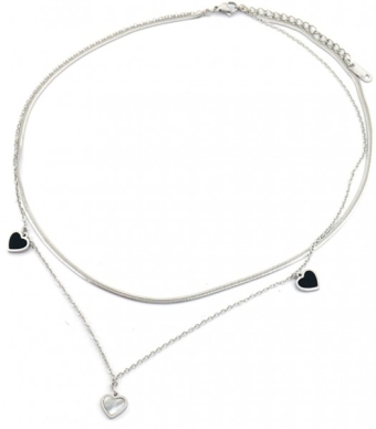 Ketting 2 laags Hartjes st-steel zilver 2