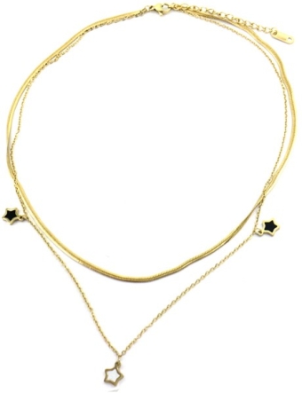 Ketting 2 laags Sterren st-steel goud 2