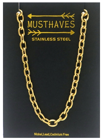 Ketting grote schakels 7 mm rvs goud