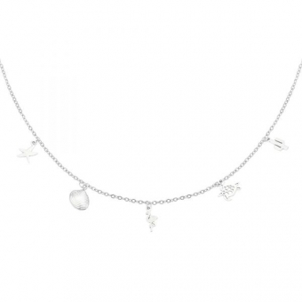 Ketting tropische bedels RVS zilver