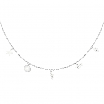 Ketting tropische bedels RVS zilver 2