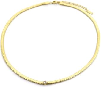 Ketting  snake Zirconia st-steel goud