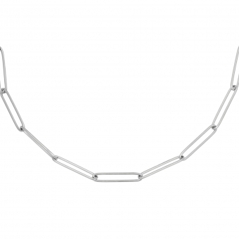 Ketting grote langwerpige schakel rvs zilver