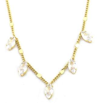 Ketting  cubic Zirconia st-steel goud