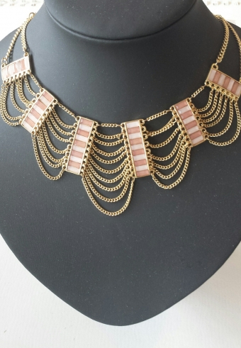 Ketting kort Fantasy goud-roze 2