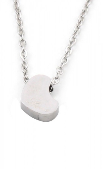 Ketting fijn Hart stainless steel zilver