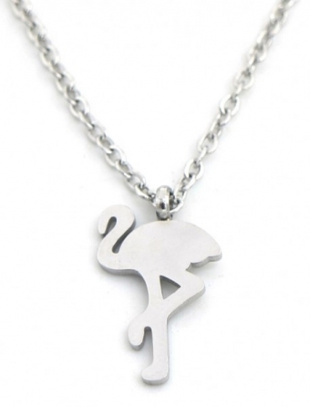 Ketting Flamingo stainless steel of RVS zilver