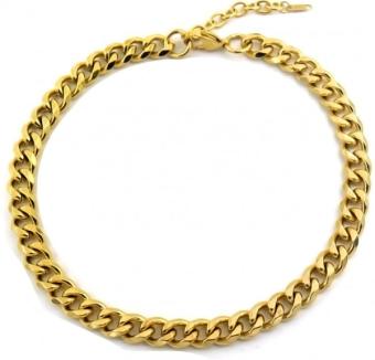Ketting grote 1 cm schakel stainless steel goud