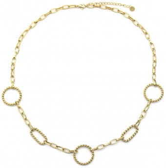 Ketting grote schakel cirkels rvs goud