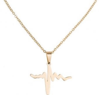 Ketting Heartbeat stainless steel goud