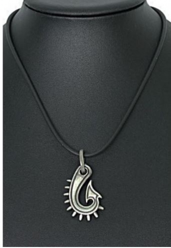 Ketting heren met drakenstaart hanger zwart-zilver 2