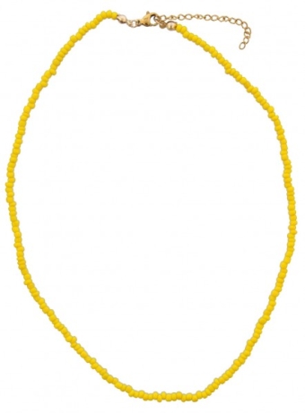Ketting kort met kleine glaskraaltjes geel