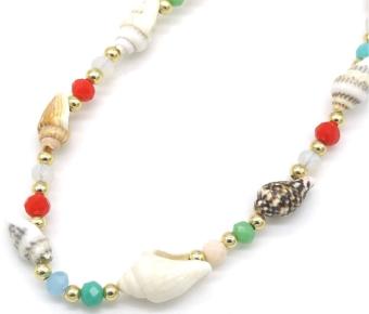 Ketting kort Schelpjes en kralen multicolor 2