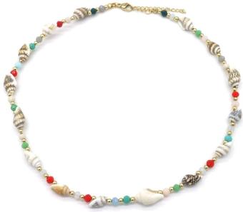 Ketting kort Schelpjes en kralen multicolor