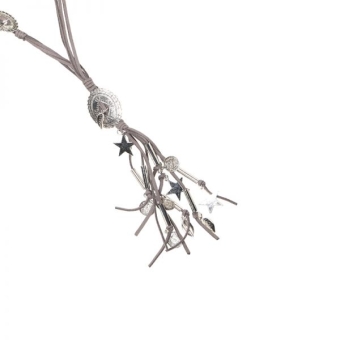Ketting lang Tassel & Charms grijs-zilver