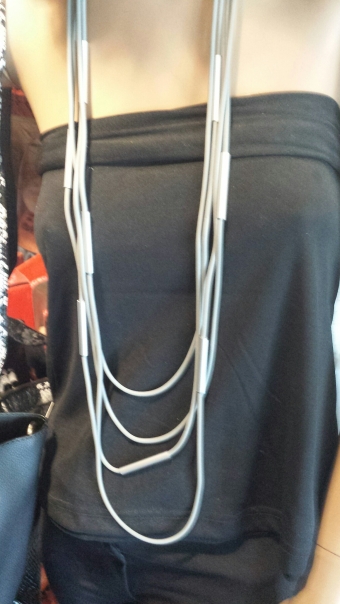 Ketting lang 4-laags Artistic grijs-zilver