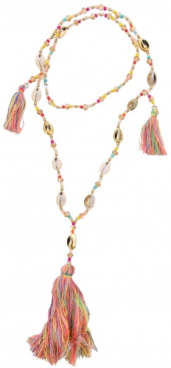 Ketting lang Boho schelpen & kralen multicolor-goud