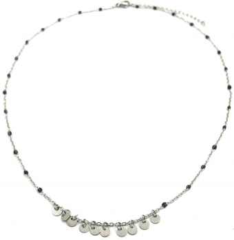Ketting Muntjes en kraaltjes stainless steel goud-zwart