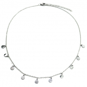 Ketting muntjes stainless steel zilver