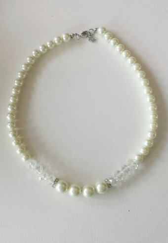 Ketting parel-kristal wit