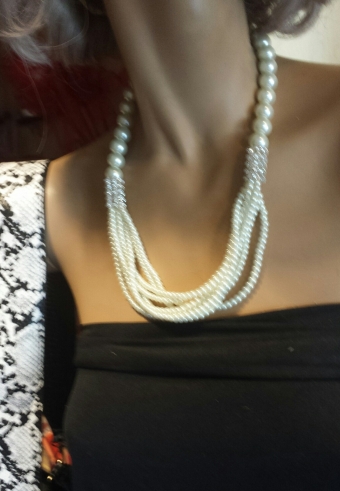 Ketting parels groot wit-strass 2