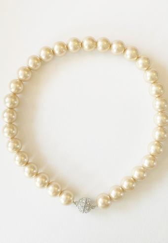 Ketting parels groot creme-strass 2