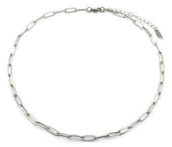 Ketting grote langwerpige 10 mm schakel stainless steel zilver