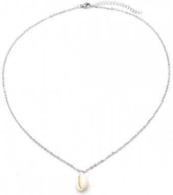 Ketting rvs fijn met schelp zilver
