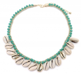 Ketting schelpen en kralen groen