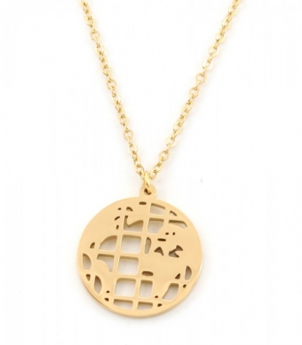Ketting Wereldbol stainless steel zilver.