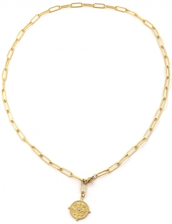 Ketting Y grote schakel Coin rvs goud